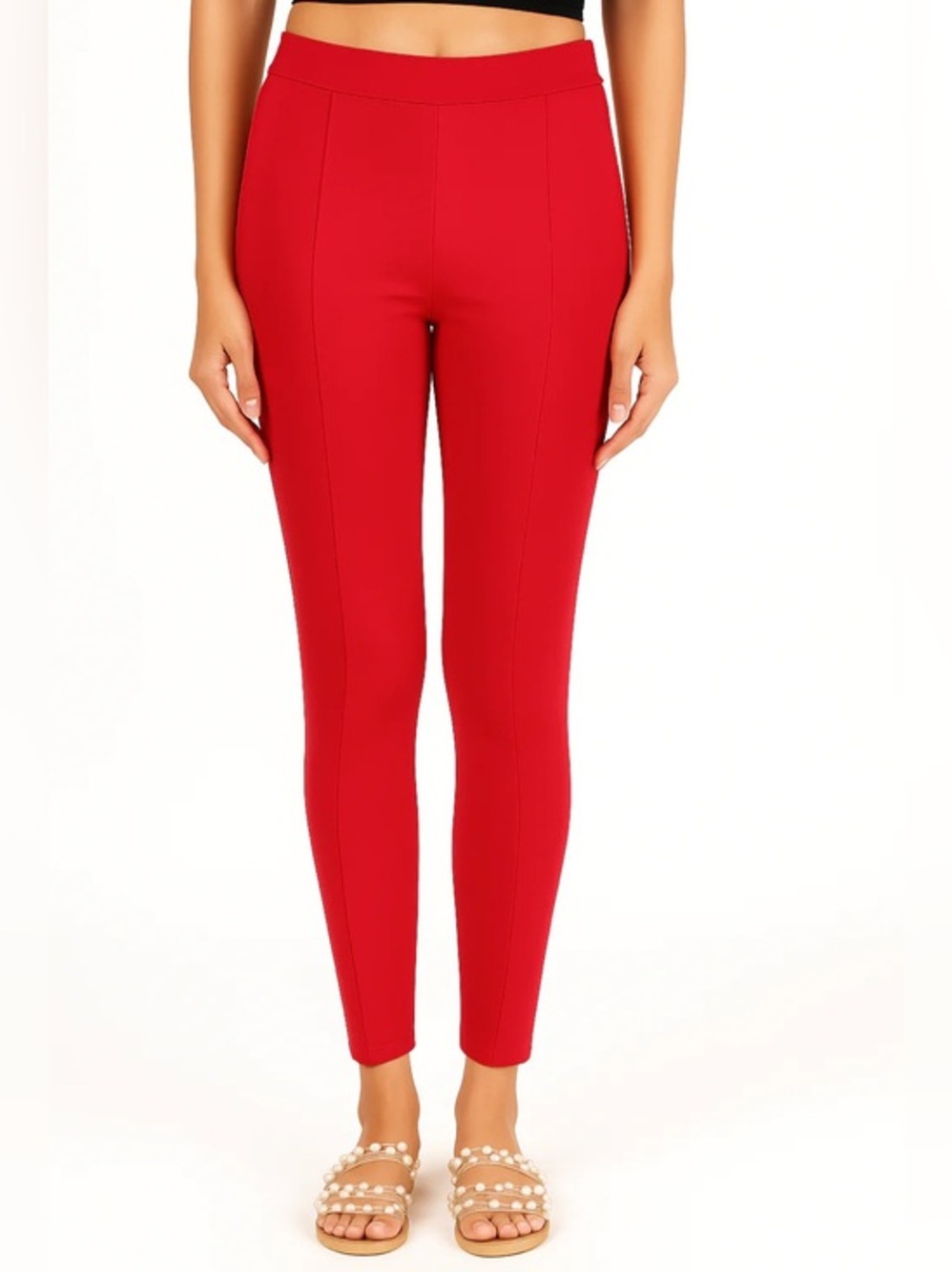 Lovers & Friends Front Seam Slim Crop Pants in Red
